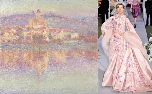 Moda e Arte - John Galliano para Dior - 2007 - Vétheuil by Claude Monet - 1901